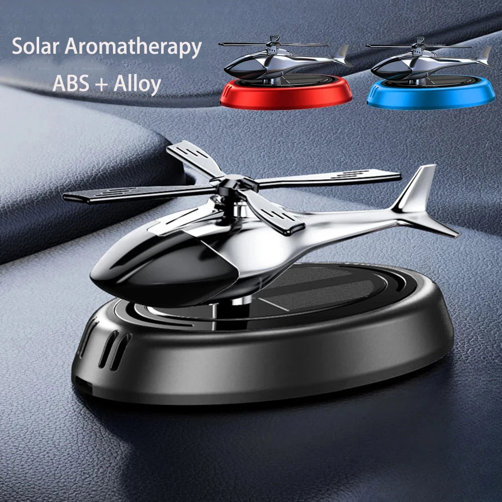 Solar powered rotating helicopter car air freshener dashboard decoration for vehicle interior