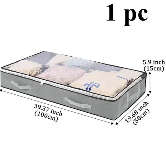 Dustproof under bed storage box with reinforced handles for bedroom organization