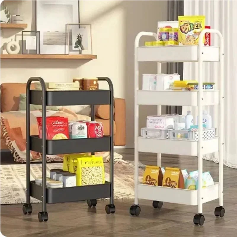 3/4 layer rolling utility storage cart with wheels for bathroom kitchen and home organization
