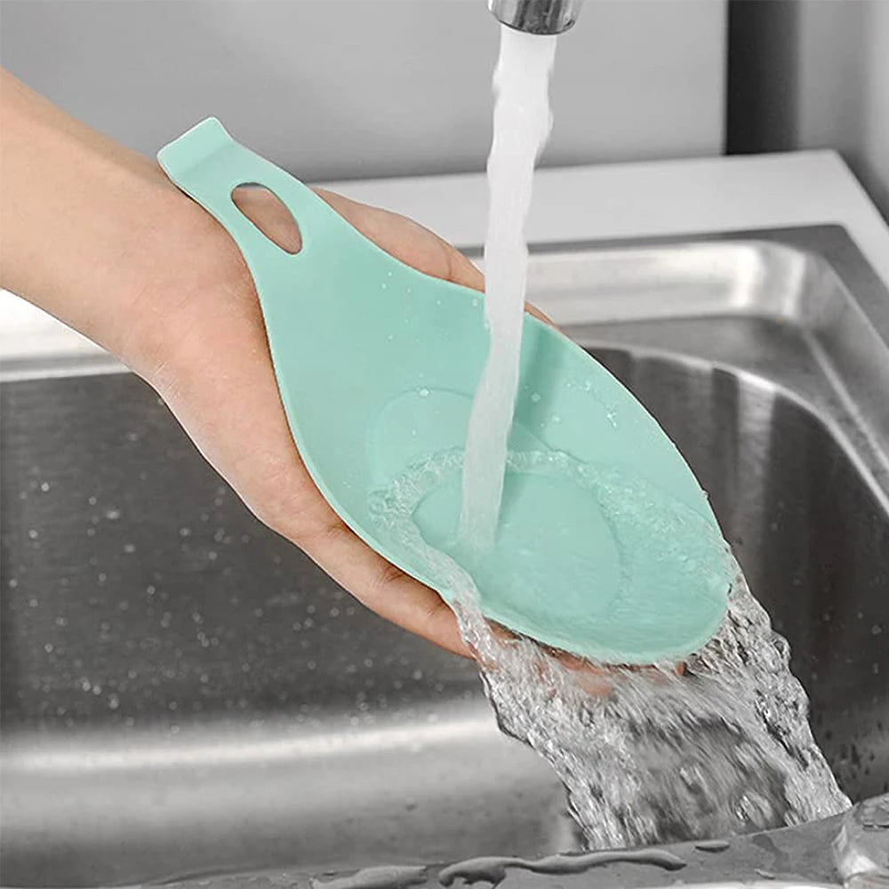 Silicone spoon rest spatula holder heat resistant utensil tray for kitchen counter
