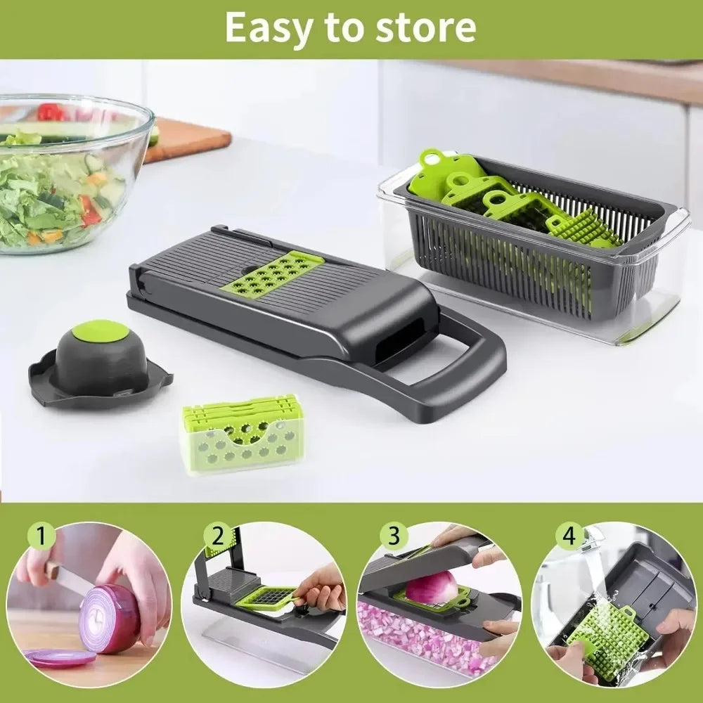 Multifunctional vegetable chopper food grater slicer dicer with stainless steel blades