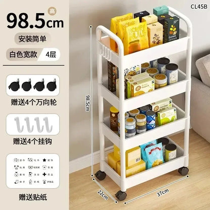 3/4 layer rolling utility storage cart with wheels for bathroom kitchen and home organization