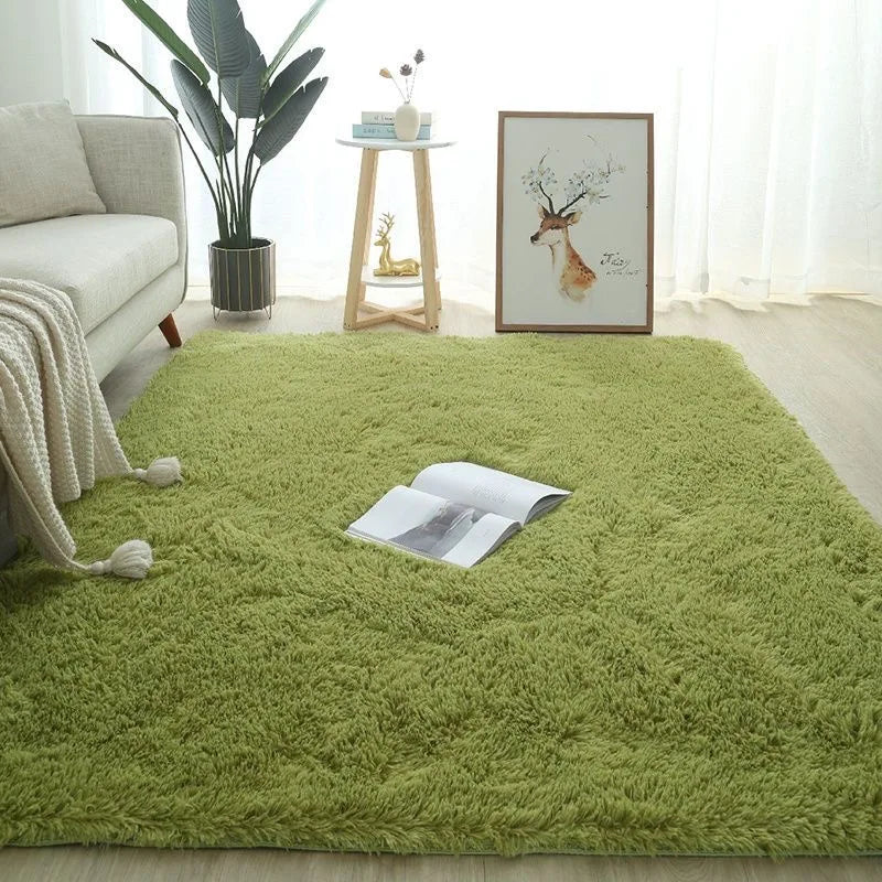 Kids rainbow fluffy area rug for bedroom playroom and living room decor