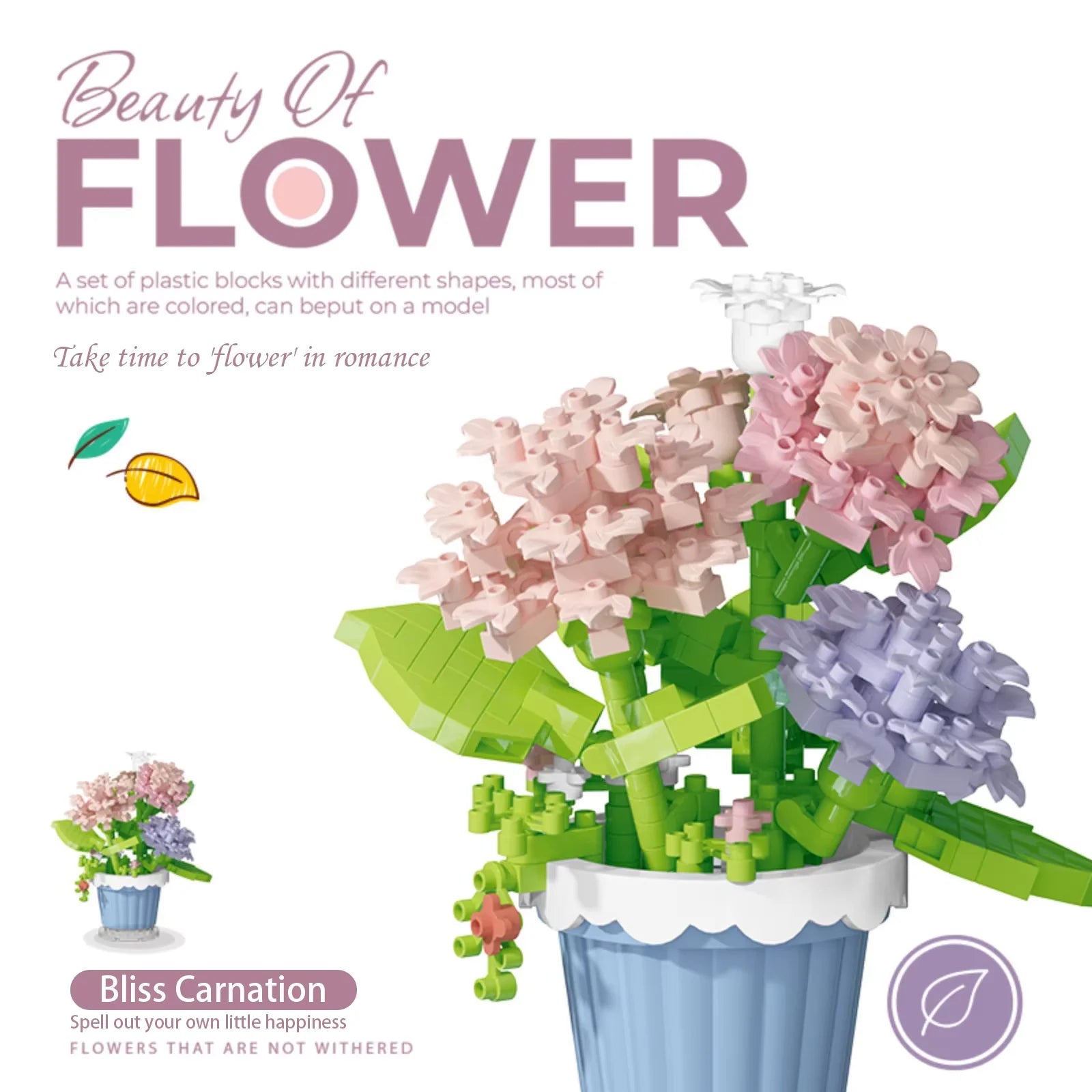 mini flower building block set with colorful potted plant designs micro self locking bricks DIY home desk decor toy gift