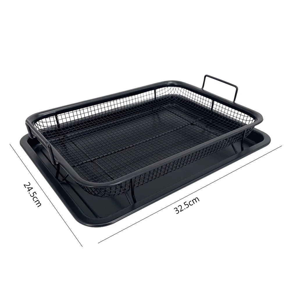 Non-stick air fryer basket baking tray for chips fries and fried foods