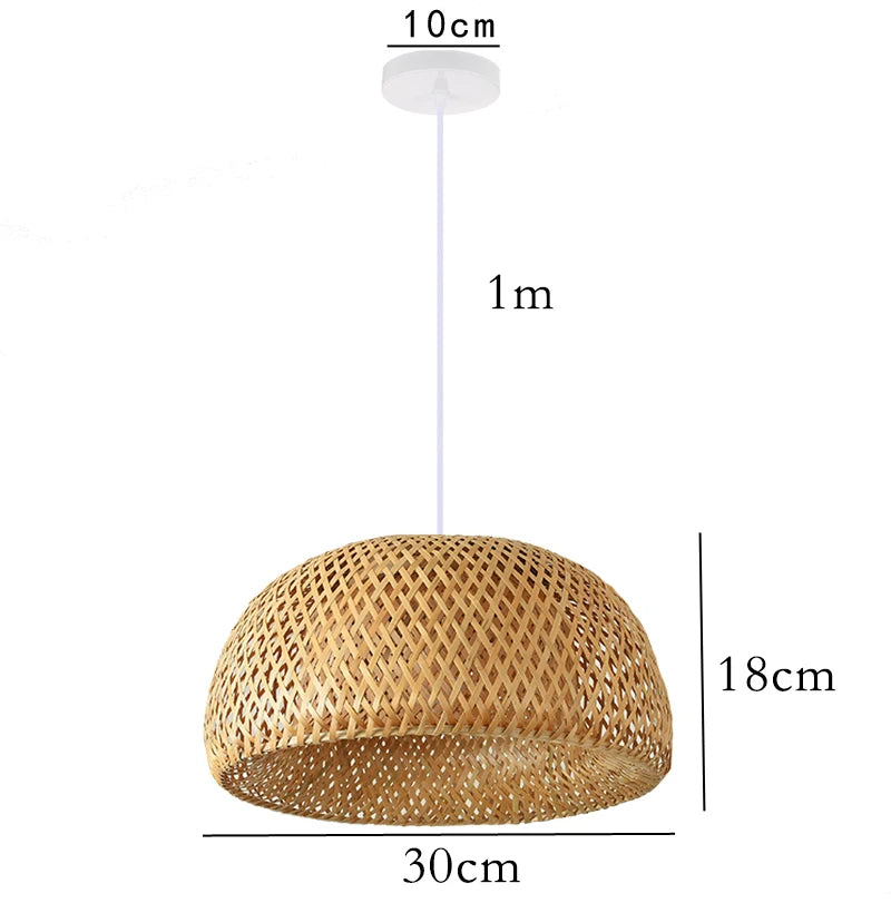 hand knitted bamboo pendant hanging lamp natural woven ceiling light fixture for bedroom dining room restaurant cafe and home decor