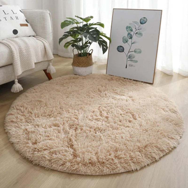 Super soft plush round rug mat fluffy carpet for living room bedroom and home decor