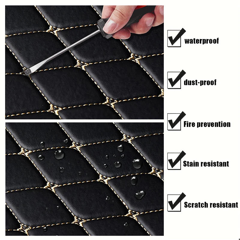 PU leather waterproof dust-proof car floor mat set for auto interior protection