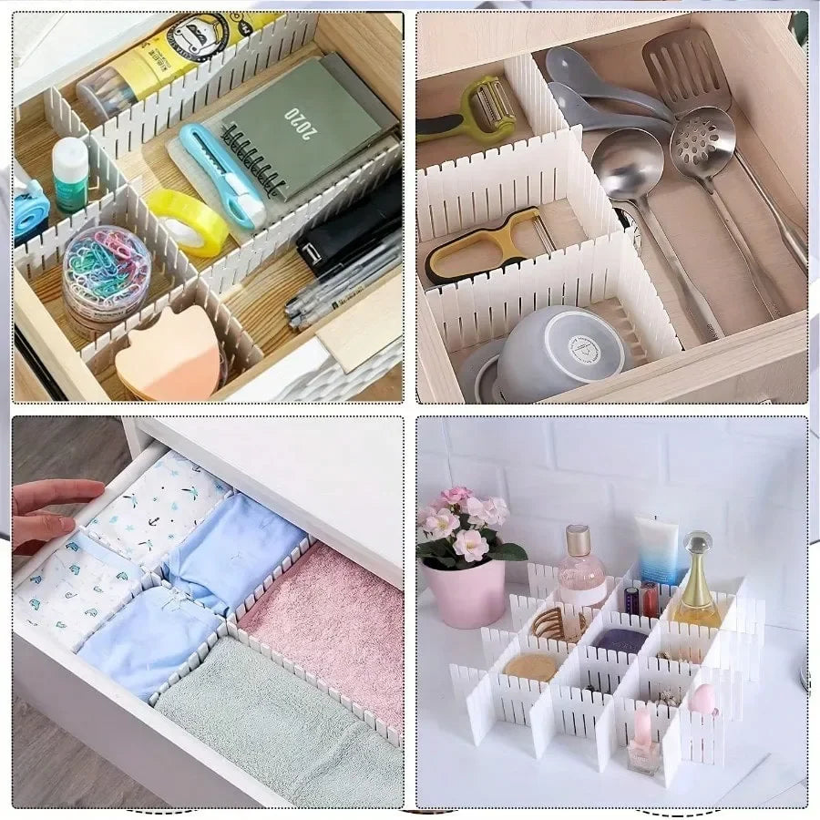 Adjustable plastic drawer organizer dividers reusable PP storage partitions for desk kitchen office drawer organization