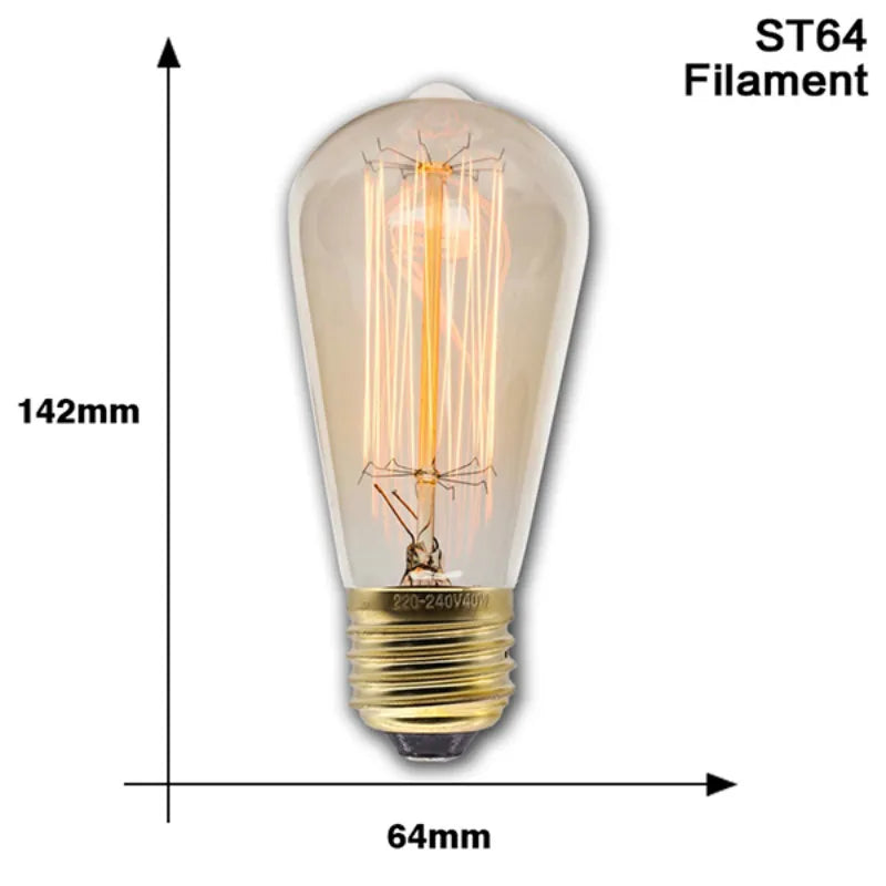 vintage Edison filament light bulb E27 ampoule style incandescent bulb for bedroom living room cafe restaurant home decor lighting