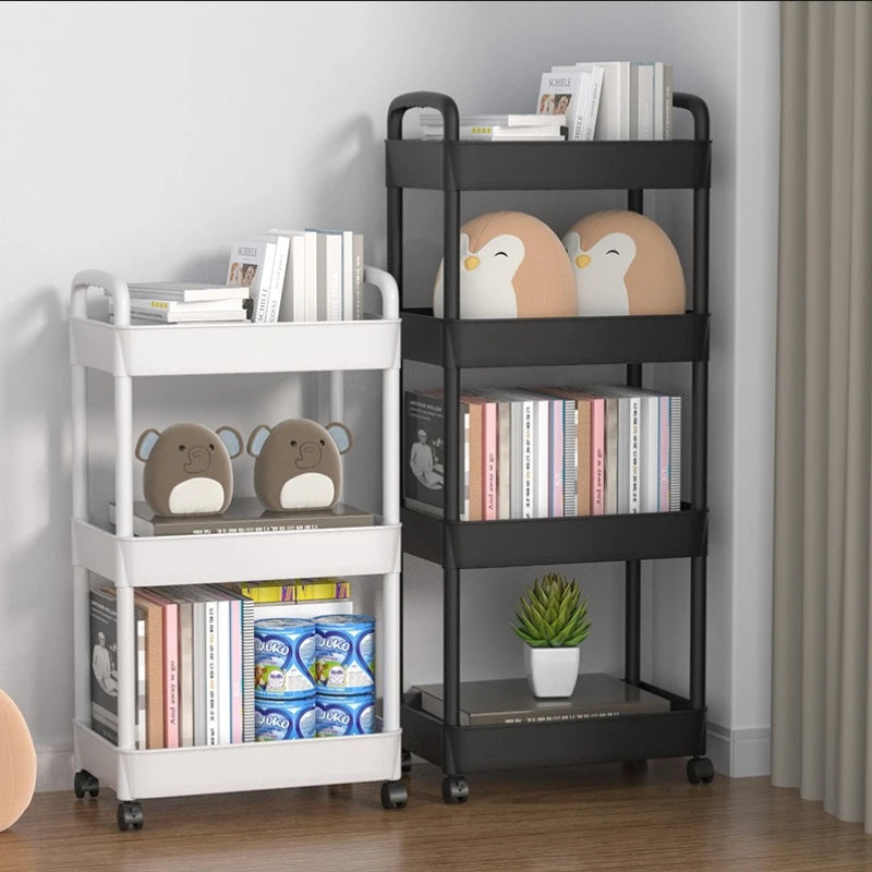 4 wheel rolling storage cart for bathroom kitchen and snack organization