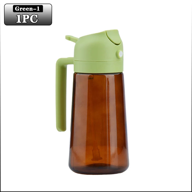 2-in-1 dark glass olive oil sprayer and dispenser bottle for kitchen cooking oil vinegar and salad use