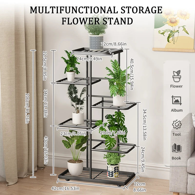 multi-tier iron plant stand flowerpot organizer for flowers succulents herbs balcony patio and garden decor