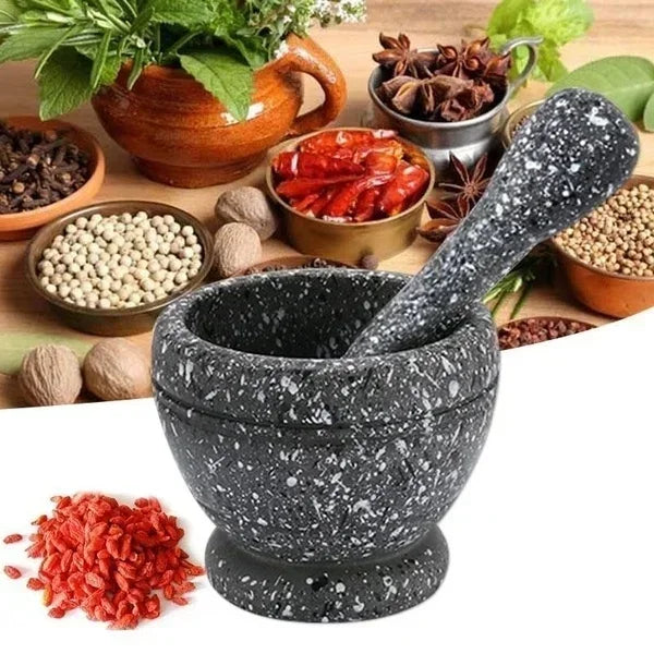 Resin mortar and pestle set for grinding garlic herbs spices ginger and seasonings in kitchen