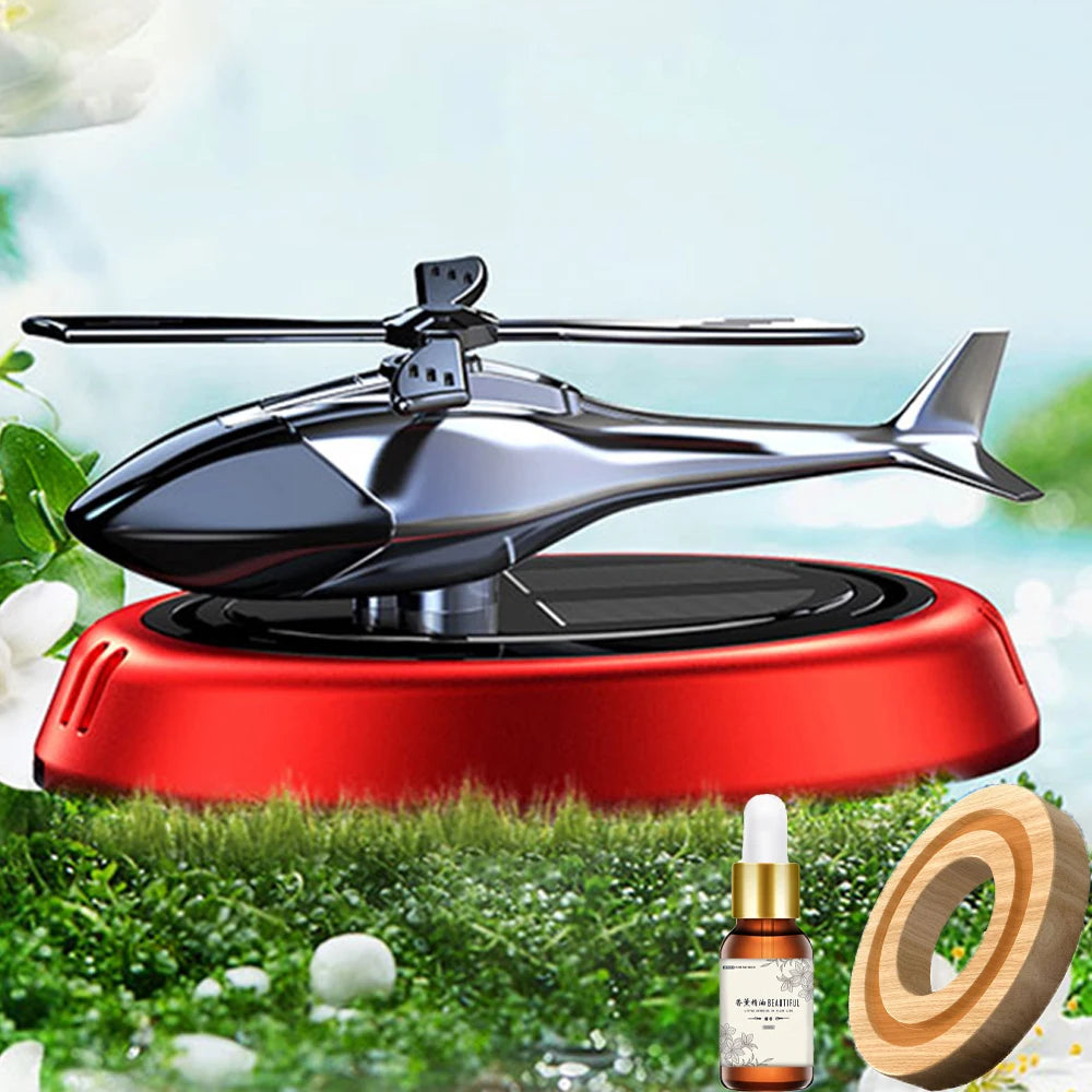 Solar powered rotating helicopter car air freshener dashboard decoration for vehicle interior