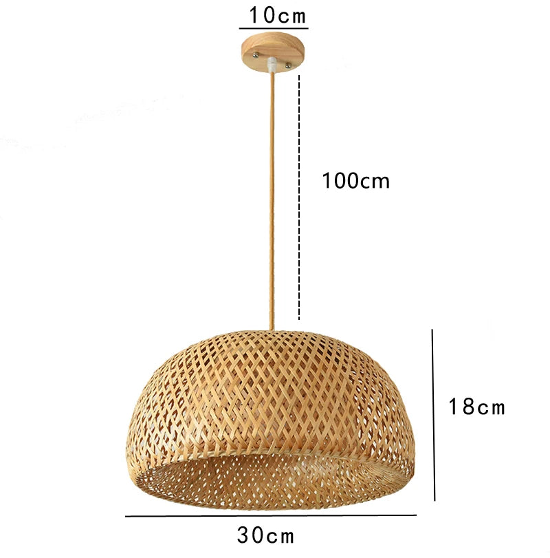 hand knitted bamboo pendant hanging lamp natural woven ceiling light fixture for bedroom dining room restaurant cafe and home decor
