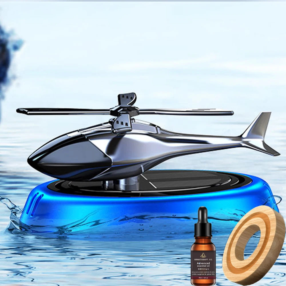Solar powered rotating helicopter car air freshener dashboard decoration for vehicle interior