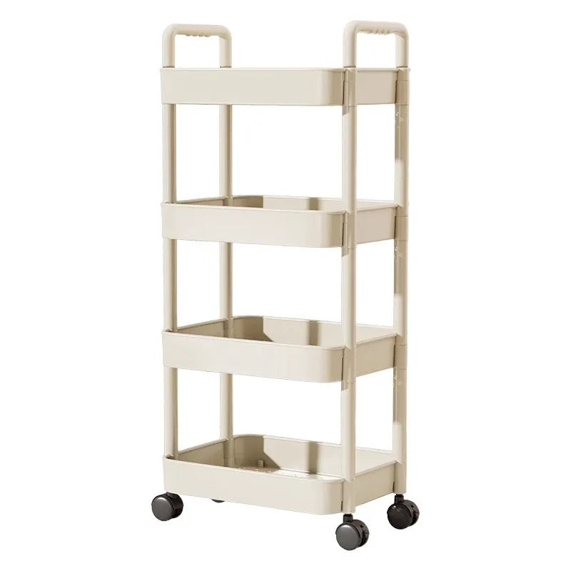 Multi-layer storage trolley with handlebar rolling kitchen storage rack for home organization