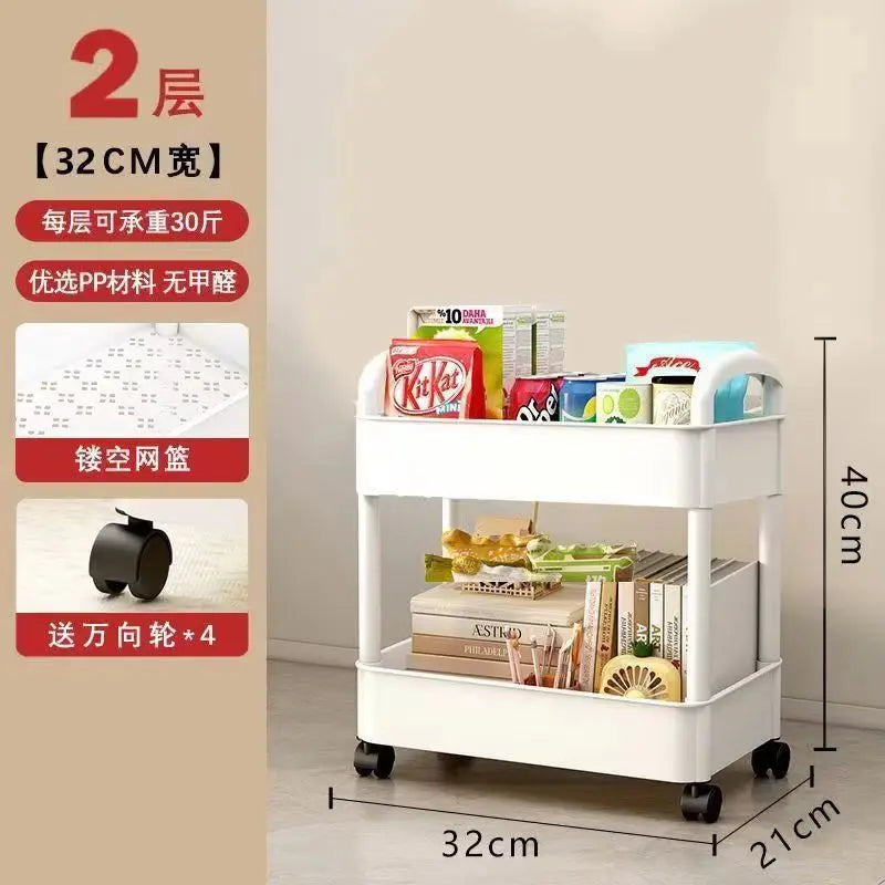 4 wheel rolling storage cart for bathroom kitchen and snack organization
