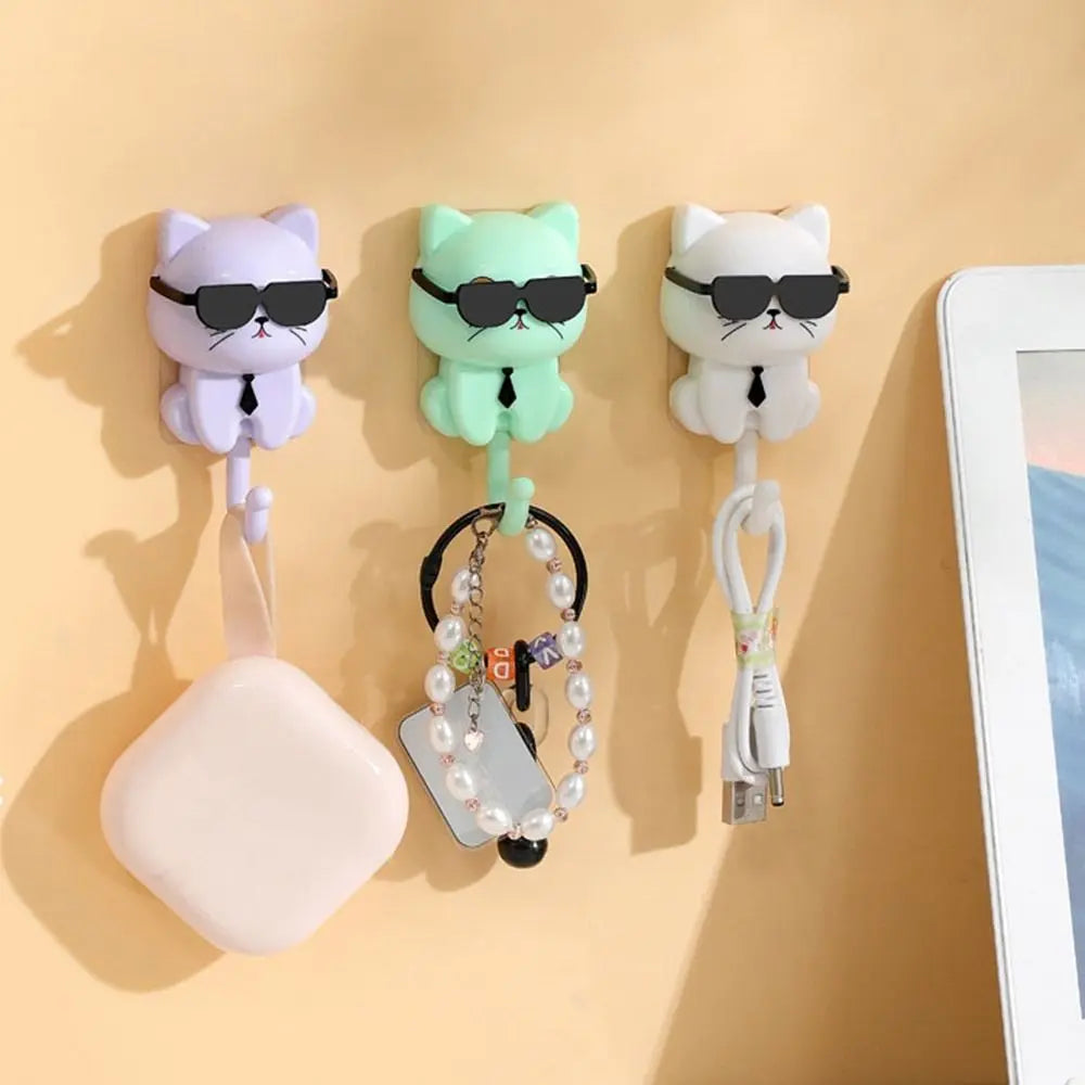 Cute cartoon cat waterproof wall hooks for keys and home decoration