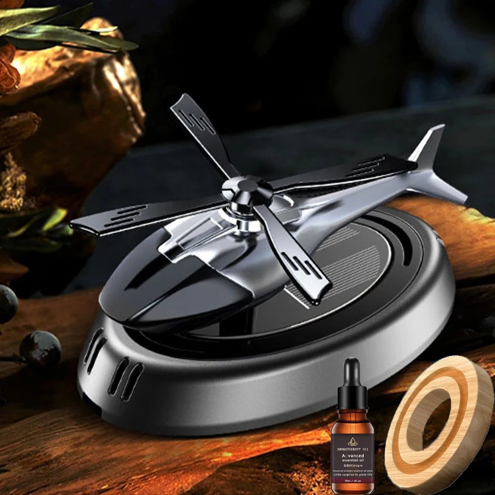 Solar powered rotating helicopter car air freshener dashboard decoration for vehicle interior