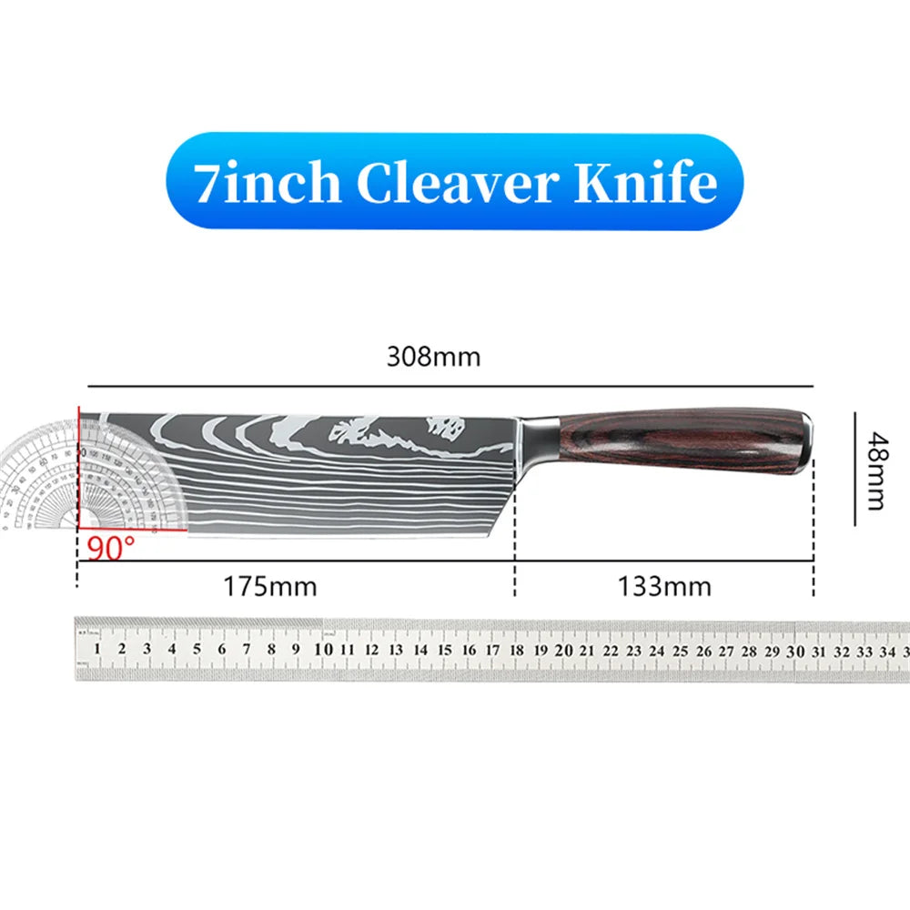Stainless steel Japanese chef knife meat cleaver kitchen knife with gift box