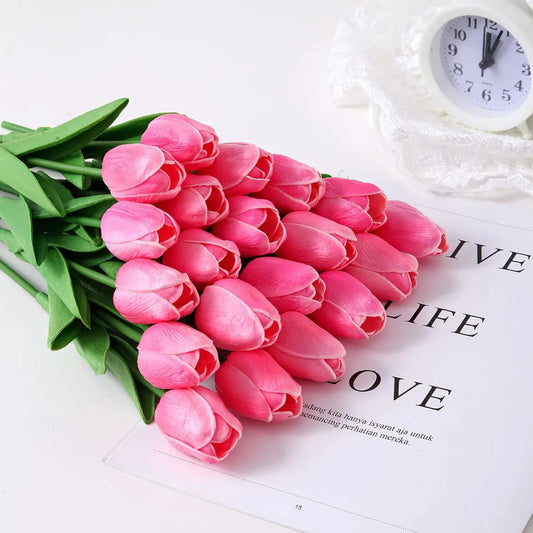 10Pcs Artificial Flower Realistic Touch Tulip Scrapbooking Vase Home Decor