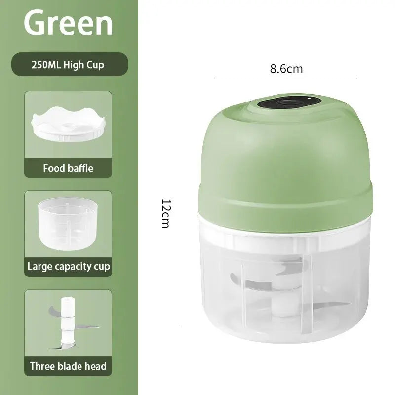 250ML USB rechargeable mini electric garlic chopper vegetable cutter for kitchen food preparation