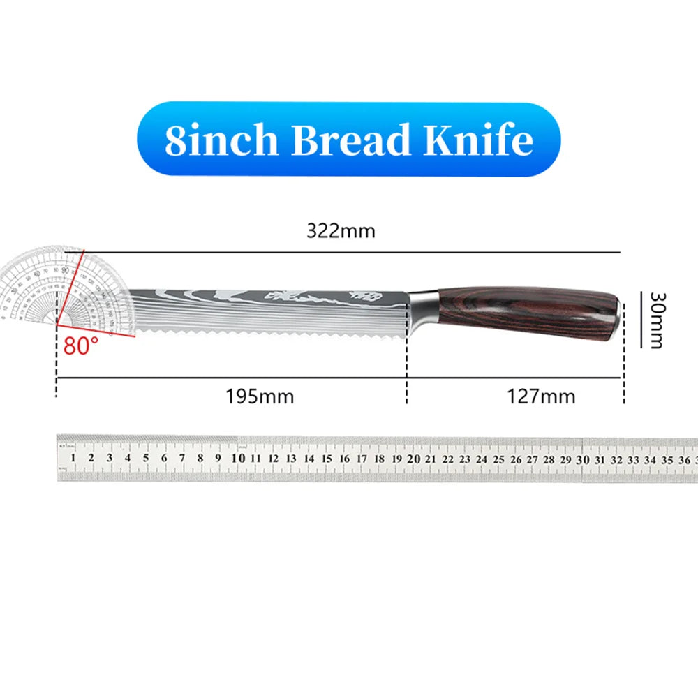 Stainless steel Japanese chef knife meat cleaver kitchen knife with gift box