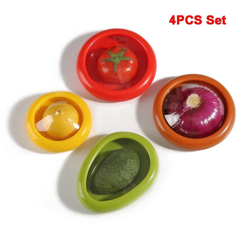Reusable fruit storage container covers with retractable film seal for fresh food preservation