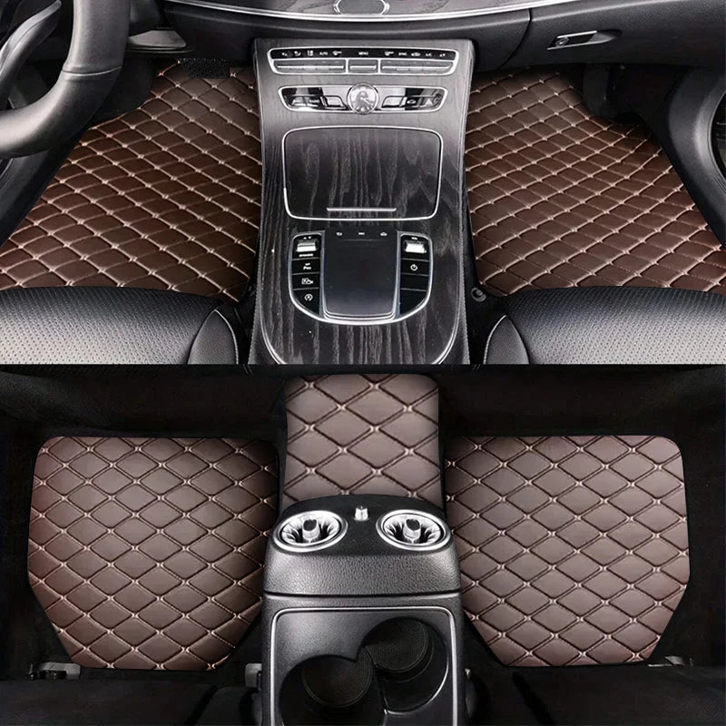 PU leather waterproof dust-proof car floor mat set for auto interior protection