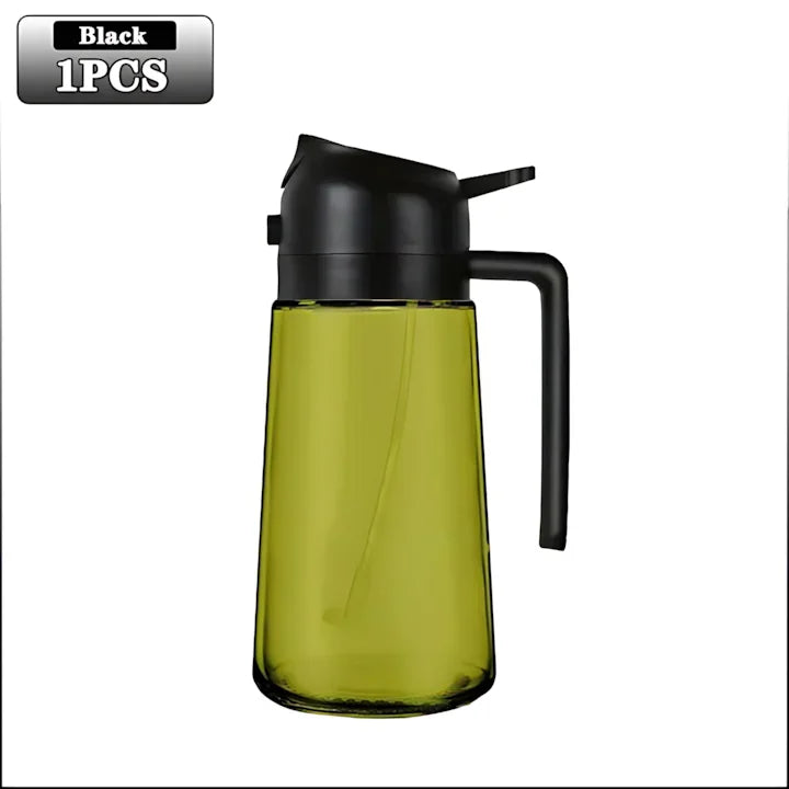 2-in-1 dark glass olive oil sprayer and dispenser bottle for kitchen cooking oil vinegar and salad use