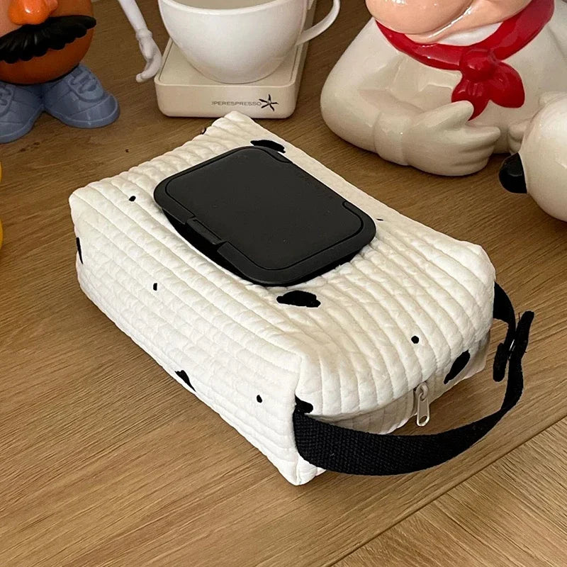 Cartoon animal tissue box holder with flip cover for car home and bathroom