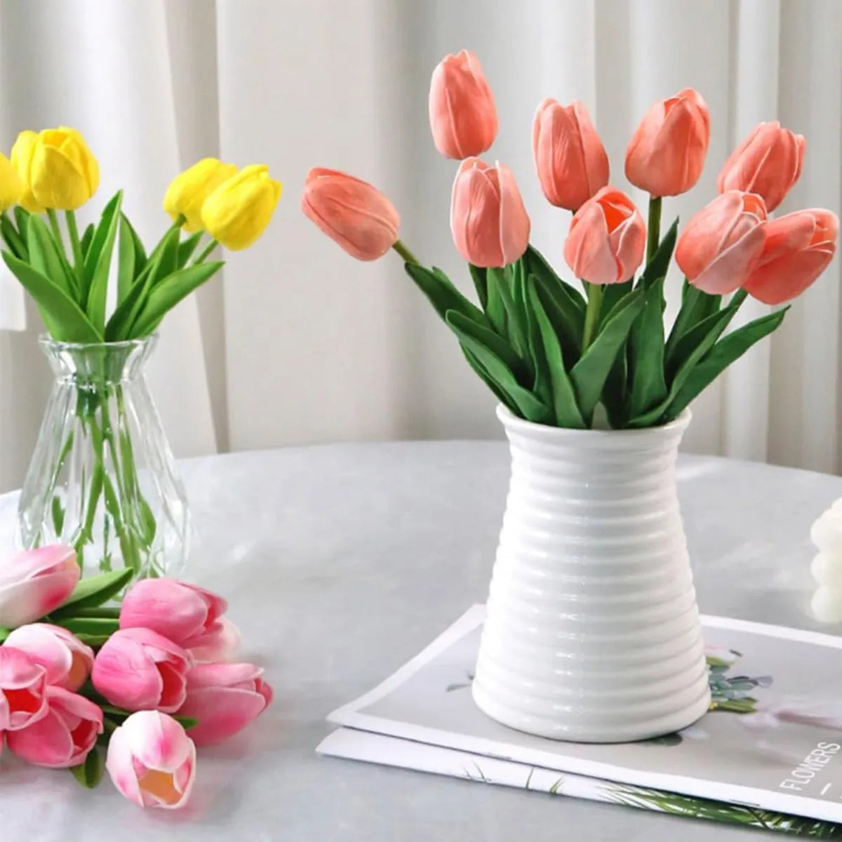 10pcs realistic artificial tulip flowers bouquet for vase home decor wedding birthday bridal shower and party decoration