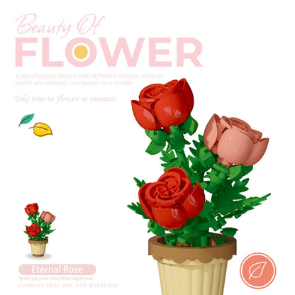 mini flower building block set with colorful potted plant designs micro self locking bricks DIY home desk decor toy gift