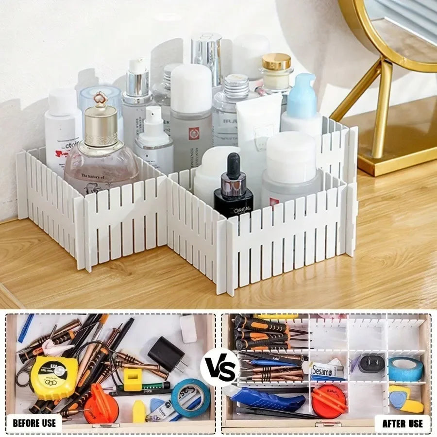 Adjustable plastic drawer organizer dividers reusable PP storage partitions for desk kitchen office drawer organization