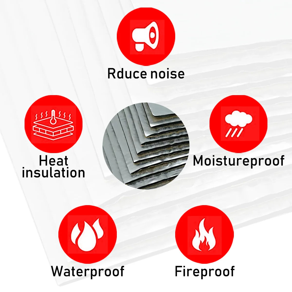 Self-adhesive car soundproof insulation pad for engine hood and door noise reduction