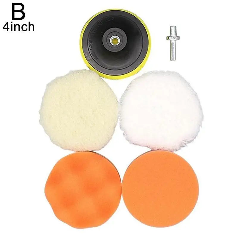 Car body polishing pad kit with sponge wool pads back plate and drill adapter for waxing and scratch cleaning