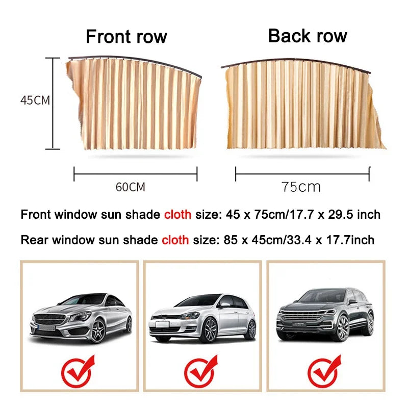2PCS magnetic car window sunshade curtain for UV protection and privacy