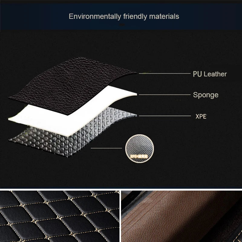 PU leather waterproof dust-proof car floor mat set for auto interior protection