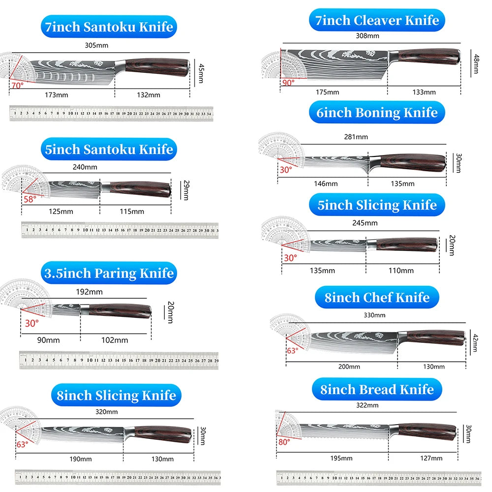 Stainless steel Japanese chef knife meat cleaver kitchen knife with gift box