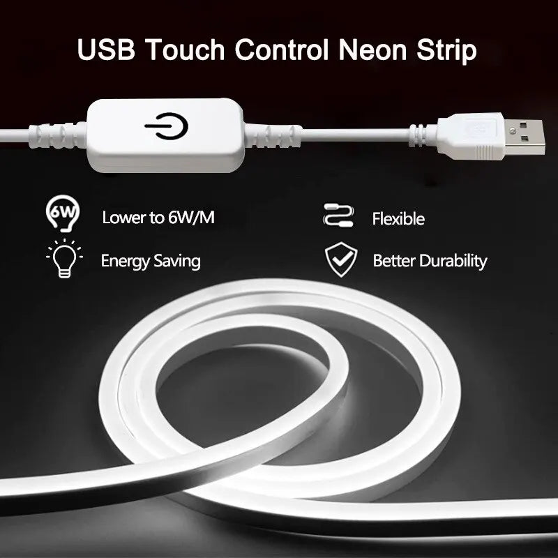waterproof flexible LED neon tape lights for bathroom cabinet TV background bedroom living room and modern home decor
