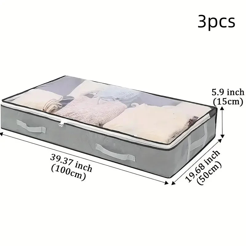 Dustproof under bed storage box with reinforced handles for bedroom organization
