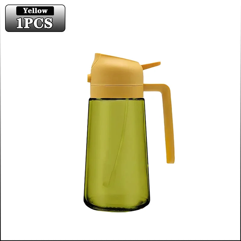 2-in-1 dark glass olive oil sprayer and dispenser bottle for kitchen cooking oil vinegar and salad use