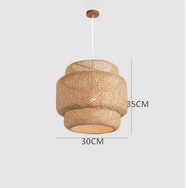 hand knitted bamboo pendant hanging lamp natural woven ceiling light fixture for bedroom dining room restaurant cafe and home decor