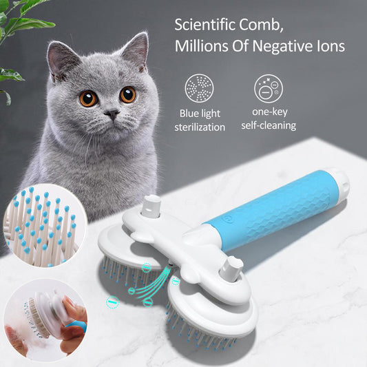 Self cleaning grooming brush for cats and dogs