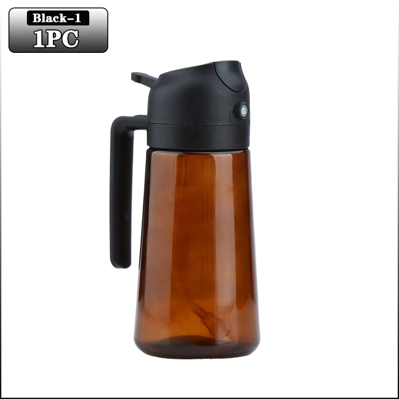 2-in-1 dark glass olive oil sprayer and dispenser bottle for kitchen cooking oil vinegar and salad use