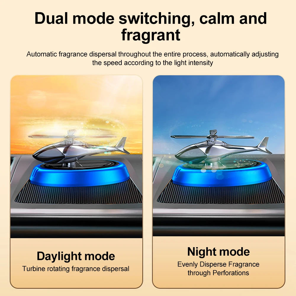 Solar powered rotating helicopter car air freshener dashboard decoration for vehicle interior