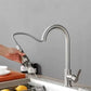 Black stainless steel pull out kitchen sink faucet with single handle design