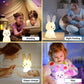cute silicone rabbit LED night light with touch sensor rechargeable battery warm light and 7 color changing mode for kids bedroom nursery